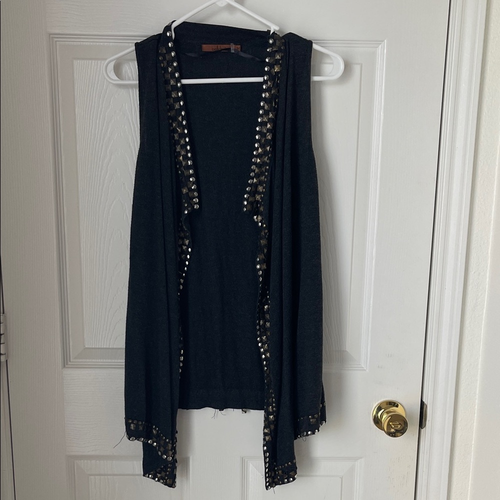 Black Studded Open Vest
